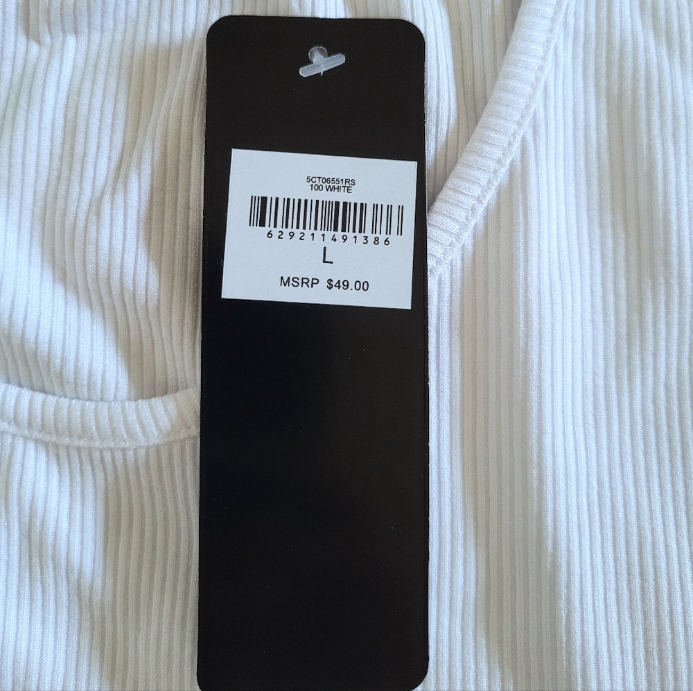 bebe White Ribbed Top - NWT - Picture 14 of 14